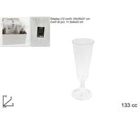 BICCHIERI FLUTE 6PZ PLASTICA TRASPARENTE/ROSSO BICCHIERE SPUMANTE 133 CC H.16CM.