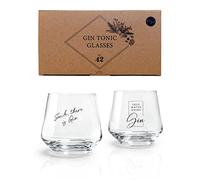 Bicchieri gin tonic - Set regalo da 2 con detti tipici del gin | 2 x 400 ml | Calici gin tonic | 2 Bicchieri | Idea regalo per donna e uomo