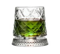 Bicchieri girevoli per whisky e bourbon | Bicchiere girevole in stile bar fresco con sottobicchiere - Vetreria per degustazione e gusto del whisky - Adatto come regalo per uomini, papà, mariti, figli,