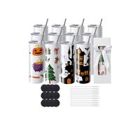 Bicchieri in Acciaio Inossidabile - DUOKU - 20 oz - 12 Pezzi - Doppia Parete - Coperchi Inclusi - Cannucce