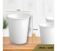 Bicchieri in Carta Bianchi Monouso | Resistenti, termici per Cappuccino, tisane, Tè, cocktail bevande asporto | Ecologici, Compostabili, riciclabili per Bar,Eventi,Uffici,Catering (190ml (200 pezzi))