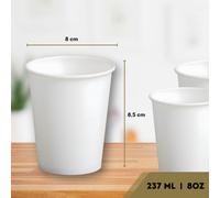 Bicchieri in Carta Bianchi Monouso | Resistenti, termici per Cappuccino, tisane, Tè, cocktail bevande asporto | Ecologici, Compostabili, riciclabili per Bar,Eventi,Uffici,Catering (237ml (1000 pezzi))
