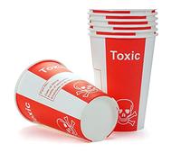 Bicchieri in carta per sostanze tossiche, da laboratorio, capienza 200 ml, con simbolo di sostanza tossica/velenosa, adatti anche a party (confezione da 100 pezzi)