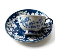Bicchieri in ceramica con manico per bevande quotidiane | Tazza da caffè da 220 ml, motivo floreale blu e bianco, adatta per l'ora del tè, tavoli da pranzo o pause di lavoro