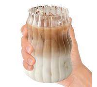 Bicchieri In Con Superficie A Coste Rigate,530ml Strumento da Bere con Onde | Bicchiere Di Da Caffè Freddo | Adatto per Casa, Bar, Ufficio, Succo, Latte, Soda, Tè, Birra, Cocktail e le Bevande