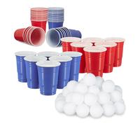 Bicchieri in plastica e palline da beer pong 100 pz. Riutilizzabile