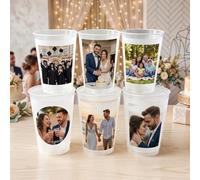 Bicchieri in Plastica Smerigliata Personalizzati | Bicchieri in Plastica Riutilizzabili Personalizzati da 12 oz/16 oz in Grandi Quantità con Logo/Nomi/Foto | Perfetti Matrimoni, Feste (Modello 2)