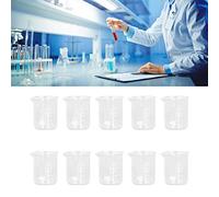 Bicchieri in vetro borosilicato da laboratorio, 10 pezzi Bicchiere in vetro da laboratorio 50 ml Tazza cilindrica graduata sperimentale spessa con chiara linea di scala standard