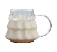 Bicchieri natalizi trasparenti da 350 ml con manico | Bicchieri da tè con albero di Natale per succhi di frutta, latte, bevande, caffè, cocktail, vino, whisky, feste, cene