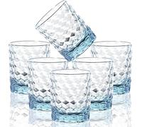 Bicchieri per acqua in plastica Tritan infrangibili che sembrano in vetro Lavabili in lavastoviglie Bicchieri per bevande in plastica per bambini senza BPA 250 ml Confezione da 6 Azzurro