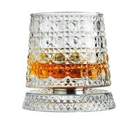 Bicchieri per Cocktail Old Fashioned | Base Rotante a 360 Gradi in Trasparente,Calici per Whisky di Design alla - Adatti Per Uomo Papà Marito Per Feste Drink Natale Compleanno E Festività
