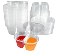 Bicchieri per salsa a doppio scomparto, confezione da 30 contenitori da 100 ml in polipropilene, coperchio a prova di perdite, design impilabile per uso alimentare, per uso in cucina e pasti in