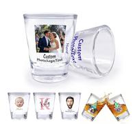 Bicchieri personalizzati Viso Personalizzato Foto Testo Shot Glass Personalizzato 2 Oz Nome Divertente Logo Whisky Vetro Anniversario di Nozze Bomboniere Addio al nubilato S1