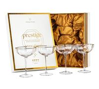 Bicchieri piccoli da 150 ml, ottagonali Prestige Coupé, con bordi dorati, per cocktail e champagne, set da 4, in cristallo angolato, a stelo lungo, per espresso Martini, Daiquiri, Gimlet, Cosmopolitan