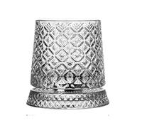 Bicchieri rotanti per bourbon, bicchiere girevole da 10 cm, sottobicchiere portatile in noce, base girevole in soffiato cristallino, movimento rotante antistress per degustare il whisky in