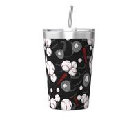 Bicchieri termici da 12 once in acciaio inossidabile con coperchio, per bevande calde e fredde, a forma di guanto da baseball e mazza da baseball.