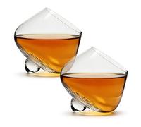 Bicchieri Whisky Rum: Set Da 2 Pezzi 235 Ml Cognac Vino Cristallo Rotanti Senza Stelo, Degustazione Vetro Inclinati Liquore, Bicchieri Da Rum Trasparenti per Bourbon, Scotch, Cognac E Cocktail