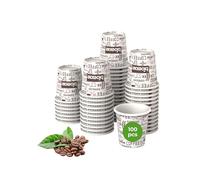Bicchierini Caffè Carta 100Pz da 75ml - Bicchieri Caffe Biodegradabili da 75ml - Bicchieri Caffe Carta Resiste a Bevande Fino ai 85°/90°- Monouso Ecologici Bio (bianco)