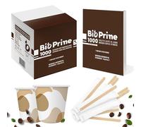 Bicchierini Caffè Carta 65ml + Palettine - 1000 Bicchierini + 1000 Palettine in Legno di Betulla - Imbustate singolarmente - Monouso - Usa e Getta - Resistenti - Ideali per Casa, Ufficio,Bar,Feste.