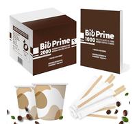 Bicchierini Caffè Carta 65ml + Palettine - 2000 Bicchierini + 1000 Palettine in Legno di Betulla - Imbustate singolarmente - Monouso - Usa e Getta - Resistenti - Ideali per Casa, Ufficio,Bar,Feste.