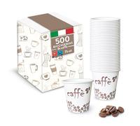 Bicchierini da Caffè, 500 Pezzi, Usa e Getta Biodegradabili 75 ml, Bicchierini Caffè Espresso Monouso Compostabili Ecologici in Carta, Resistenti, Ideali per Bar e Uffici, Confezionati in Italia