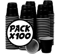 Bicchierini Shot 4cl Nero Stile Americano - Confezione da 100 Red Cup Riutilizzabili in Plastica - Bicchieri per Feste, Giochi da Bere e Beer Pong - Original Corner®