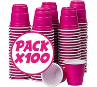 Bicchierini Shot 4cl Rosa Stile Americano - Confezione da 100 Red Cup Riutilizzabili in Plastica - Bicchieri per Feste, Addio al Nubilato e Giochi da Bere - Original Corner®