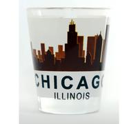 Bicchierino da shot dal design classico con skyline al tramonto di Chicago, Illinois