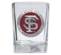 Bicchierino quadrato Heritage Pewter Florida State University | Bicchierino da shot scolpito a mano da 1,5 once | Intarsio Alma Mater in metallo