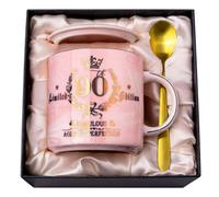Biching Tazza da caffè per 90° compleanno da donna, favolosa edizione limitata 90, 400 ml, regalo di compleanno unico per nonna, mamma, zia, moglie, amica, sorella, splendida confezione regalo