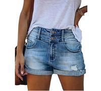 Bichingda Casual Denim Shorts per le donne Vita Alta Sfrangiato Orlo Strappato Jeans Estivi Brevi Pantaloni Caldi con Tasche, Sneakers basse di tela Chuck Taylor All Star Seasonal , S