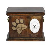Bichon à poil frisé - Urna per cenere di cane con piatto in ceramica Art Dog IT