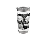Bichon Frise - Accendino a forma di cane fumante in scala di grigi Bicchiere termico in acciaio inox doppia parete