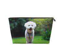 Bichon Frise Bokeh Animali Cani Parco Cani bianchi, Borsa per il trucco Borsa per cosmetici Borsa da toilette da viaggio portatile Borsa da toilette