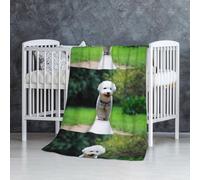 Bichon Frise Bokeh Animali Cani Parco Cani Bianchi,Coperta morbida, calda, anti-pilling, in flanella, peluche, 76 x 127 cm