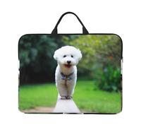 Bichon Frise Bokeh Animali Cani Parco Cani Bianchi, Custodia per laptop da 14 pollici, borsa per notebook, custodia per laptop, valigetta con maniglia