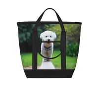 Bichon Frise Bokeh Animali Domestici Cani Parco Cani Bianchi,Borsa porta pranzo grande capacità isolata per donne e uomini, lavoro, picnic, viaggi