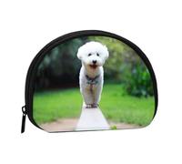 Bichon Frise Bokeh Pets Dogs Park White Dogs Piccola borsa portaoggetti per assorbenti igienici per il trucco, portamonete per cosmetici da donna