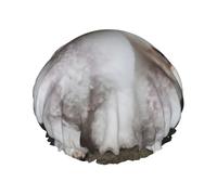 Bichon Frise Cuffia da doccia per donne e uomini, grande, riutilizzabile, a doppio strato, impermeabile, con fascia elastica, per tutte le acconciature, adatta ai viaggi