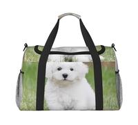 Bichon Frise Dog Borsa a tracolla leggera impermeabile di grande capacità portatile a tracolla borsa da viaggio per oggetti personali borsa organizer, Nero , Taglia unica