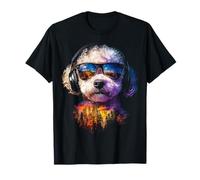 Bichon Frise Dog Graphic Pet Music Cuffia Bichon Frise Maglietta
