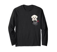 Bichon Frise Dog in Tasca Che Fa capolino Simpatico Cucciolo Maglia a Manica