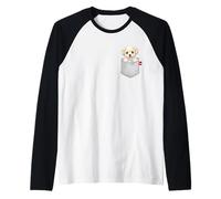 Bichon Frise Dog in Tasca Che Fa capolino Simpatico Cucciolo Maglia con Maniche Raglan
