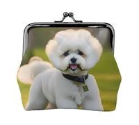 Bichon Frise Dog on the Grass Print Charm e versatile portamonete Squisito impermeabile Kiss Lock portafoglio per chiavi e carte