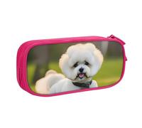 Bichon Frise Dog On The Grass Print Stationery Bag leggero portapenne scuola università ufficio viaggi ragazzi ragazze adulti, rosa, Taglia unica, Set di zaini per la scuola