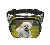 Bichon Frise Dog on the grass print Womens Fanny Pack Everyday Hip Pouch Marsupio per Viaggi Outdoor Corsa Caccia per adulti, nero, Taglia unica
