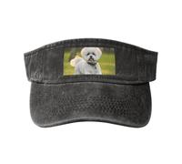 Bichon Frise Dog on the Grass Sun Visor Cappelli Vuoto Top Baseball Cap Cappello Sport Running Tennis Visiere per Uomini Donne Adulti, Nero , Taglia unica