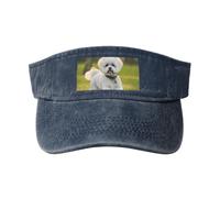 Bichon Frise Dog on the Grass Sun Visor Cappelli Vuoto Top Baseball Cap Cappello Sport Running Tennis Visiere per Uomini Donne Adulti, blu navy, Taglia unica