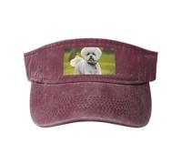 Bichon Frise Dog on the Grass Sun Visor Cappelli Vuoto Top Baseball Cap Cappello Sport Running Tennis Visiere per Uomini Donne Adulti, Rosso, Taglia unica