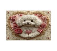 Bichon Frise Dog Puzzle per uomini e donne, 1000 pezzi, puzzle decorativi a forma di cuore per San Valentino, decorazioni per animali domestici, regalo per feste in famiglia